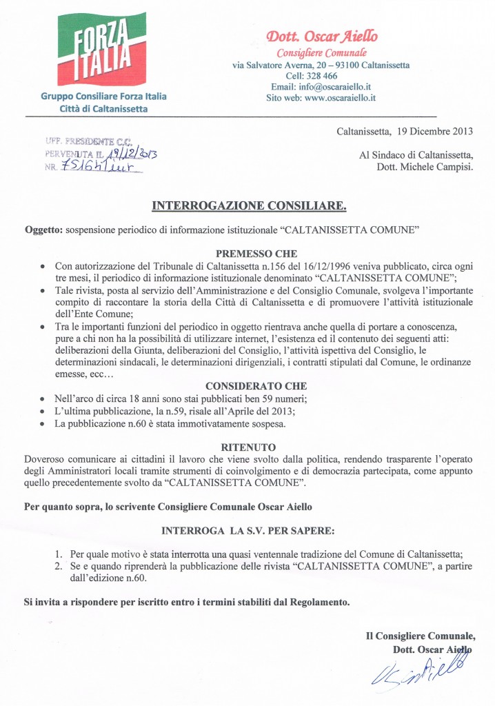 Periodico Caltanissetta Comune,19 Dicembre